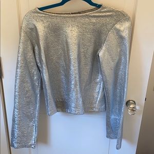 Zara metallic silver long sleeve top
